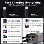 Caricabatterie da auto Onten CW72 4 in 1 USB-A e Type-C/USB-C con cavo retrattile a 8 pin e Type-C/USB-C.