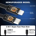 Caricabatterie da auto Onten CW72 4 in 1 USB-A e Type-C/USB-C con cavo retrattile a 8 pin e Type-C/USB-C.