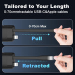 Caricabatterie da auto Onten CW72 4 in 1 USB-A e Type-C/USB-C con cavo retrattile a 8 pin e Type-C/USB-C.