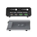 WXL-60C Stazione di ricarica da tavolo multiporta 6 in 1 con doppi cavi telescopici integrati, WXL-60C