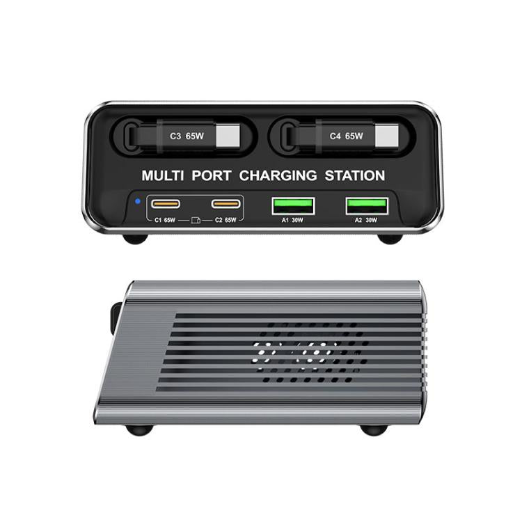 WXL-60C Stazione di ricarica da tavolo multiporta 6 in 1 con doppi cavi telescopici integrati, WXL-60C