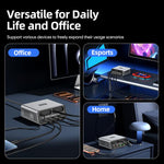 WXL-60C Stazione di ricarica da tavolo multiporta 6 in 1 con doppi cavi telescopici integrati, WXL-60C