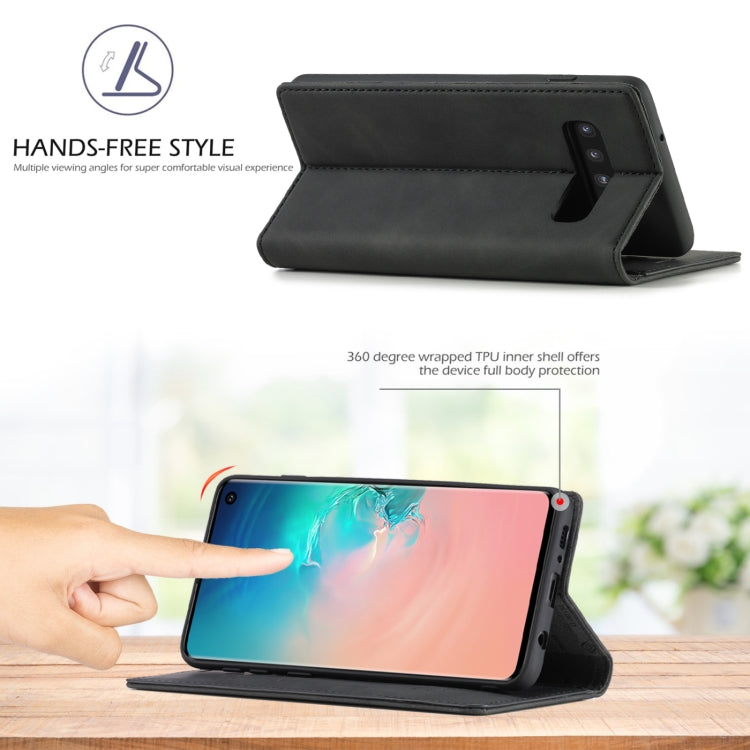 LC.IMEEKE Forte magnetismo Ultra-sottile Flip orizzontale TPU opaco antiurto + Custodia in pelle PU con supporto e slot per schede e portafoglio, For Samsung Galaxy S10, For Samsung Galaxy S10+