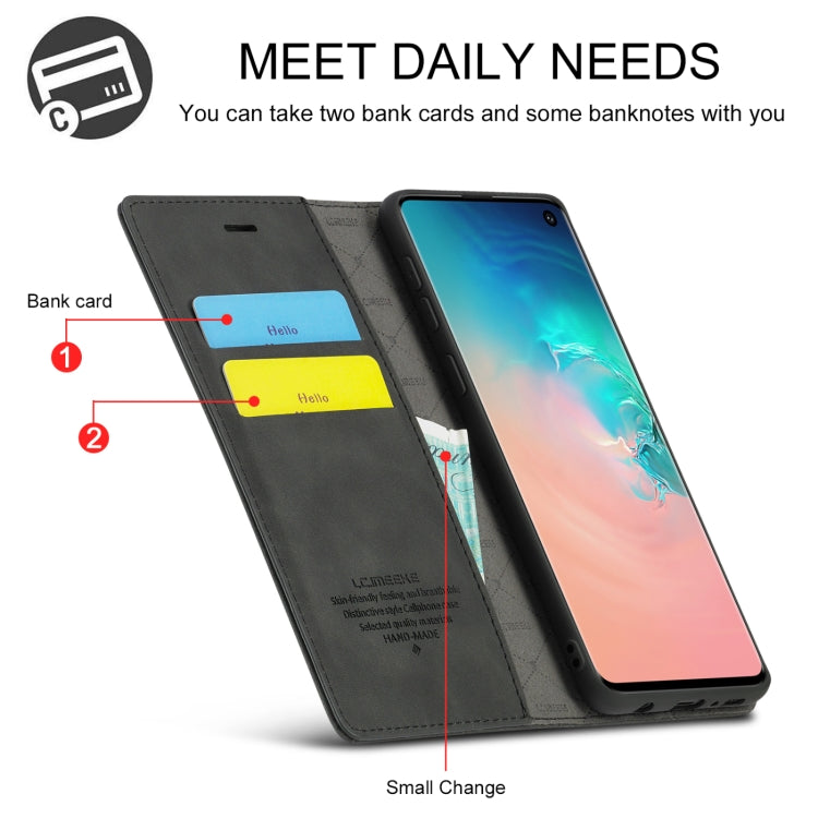 LC.IMEEKE Forte magnetismo Ultra-sottile Flip orizzontale TPU opaco antiurto + Custodia in pelle PU con supporto e slot per schede e portafoglio, For Samsung Galaxy S10, For Samsung Galaxy S10+