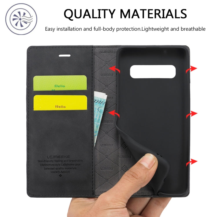 LC.IMEEKE Forte magnetismo Ultra-sottile Flip orizzontale TPU opaco antiurto + Custodia in pelle PU con supporto e slot per schede e portafoglio, For Samsung Galaxy S10, For Samsung Galaxy S10+