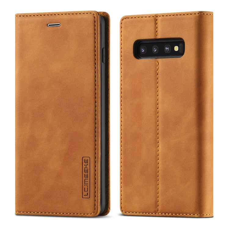 LC.IMEEKE Forte magnetismo Ultra-sottile Flip orizzontale TPU opaco antiurto + Custodia in pelle PU con supporto e slot per schede e portafoglio, For Samsung Galaxy S10, For Samsung Galaxy S10+