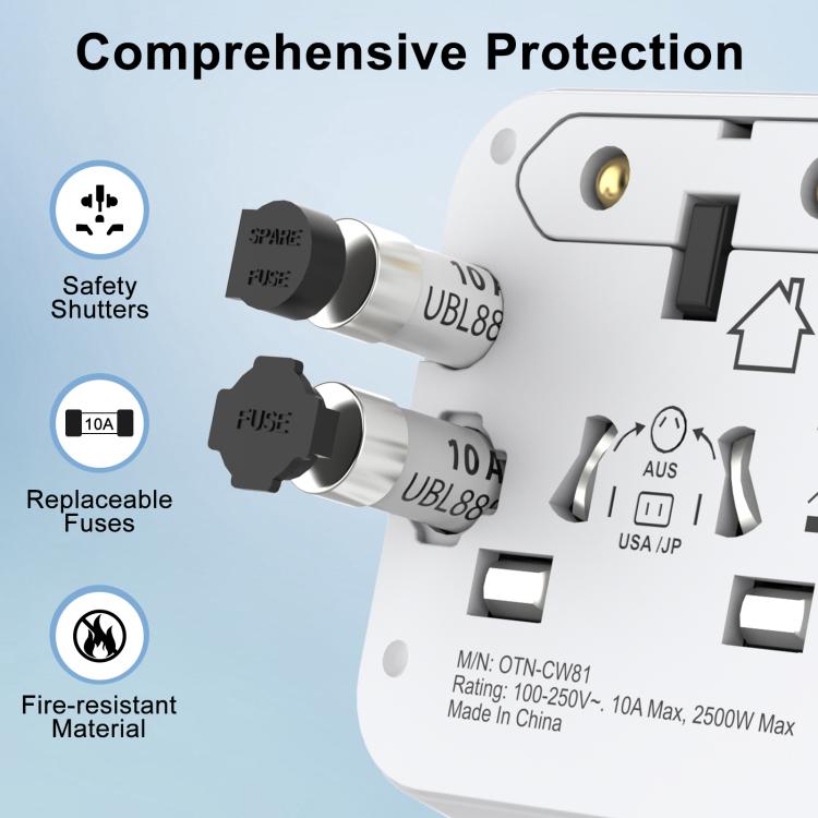 Adattatore caricabatterie da viaggio universale multifunzione Onten CW81