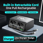 WXL-60E Stazione di ricarica da tavolo multiporta 6 in 1 da 210 W con doppi cavi telescopici integrati, WXL-60E