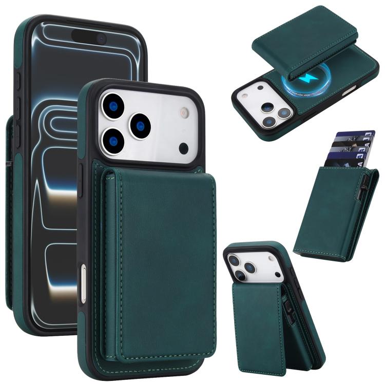 Portafoglio staccabile in similpelle stile retrò con chiusura a molla e custodia magnetica RFID per telefono., For iPhone 17e / 16e, For iPhone 17 Pro Max, For iPhone 17 Pro, For iPhone 15 Plus