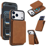 Portafoglio staccabile in similpelle stile retrò con chiusura a molla e custodia magnetica RFID per telefono., For iPhone 17e / 16e, For iPhone 17 Pro Max, For iPhone 17 Pro, For iPhone 15 Plus