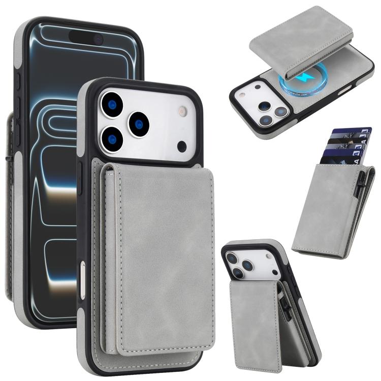 Portafoglio staccabile in similpelle stile retrò con chiusura a molla e custodia magnetica RFID per telefono., For iPhone 17e / 16e, For iPhone 17 Pro Max, For iPhone 17 Pro, For iPhone 15 Plus