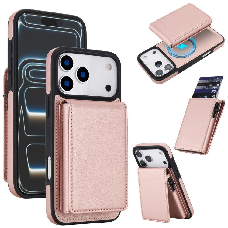 Portafoglio staccabile in similpelle stile retrò con chiusura a molla e custodia magnetica RFID per telefono., For iPhone 17e / 16e, For iPhone 17 Pro Max, For iPhone 17 Pro, For iPhone 15 Plus