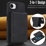 Portafoglio staccabile in similpelle stile retrò con chiusura a molla e custodia magnetica RFID per telefono., For iPhone 17e / 16e, For iPhone 17 Pro Max, For iPhone 17 Pro, For iPhone 15 Plus