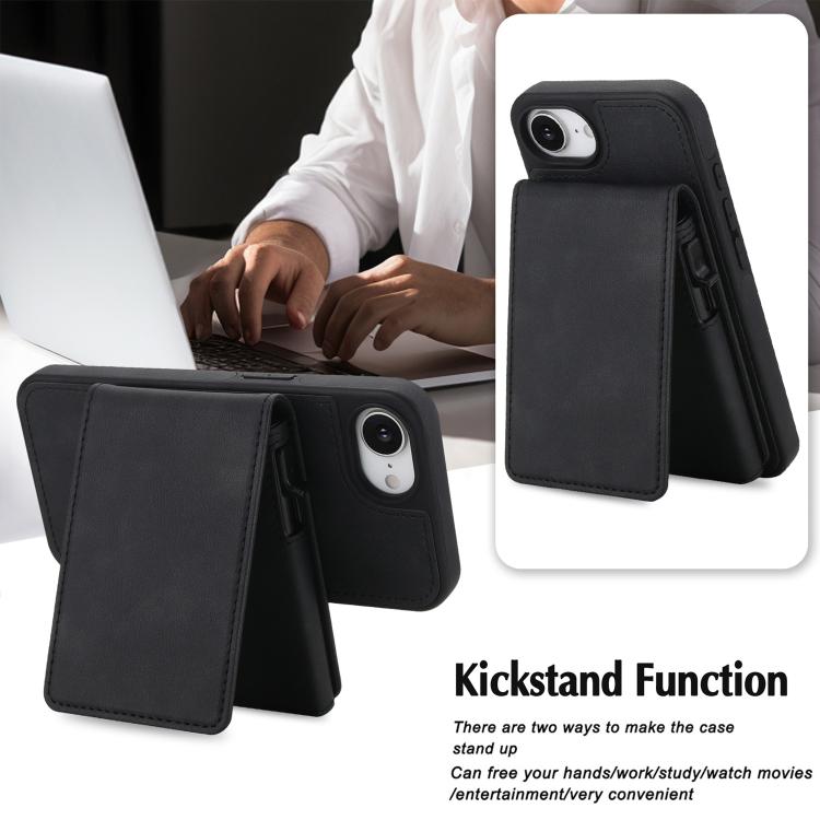 Portafoglio staccabile in similpelle stile retrò con chiusura a molla e custodia magnetica RFID per telefono., For iPhone 17e / 16e, For iPhone 17 Pro Max, For iPhone 17 Pro, For iPhone 15 Plus