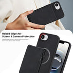 Portafoglio staccabile in similpelle stile retrò con chiusura a molla e custodia magnetica RFID per telefono., For iPhone 17e / 16e, For iPhone 17 Pro Max, For iPhone 17 Pro, For iPhone 15 Plus