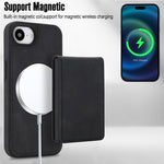 Portafoglio staccabile in similpelle stile retrò con chiusura a molla e custodia magnetica RFID per telefono., For iPhone 17e / 16e, For iPhone 17 Pro Max, For iPhone 17 Pro, For iPhone 15 Plus