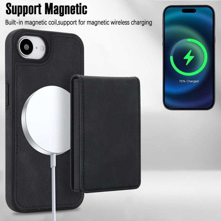 Portafoglio staccabile in similpelle stile retrò con chiusura a molla e custodia magnetica RFID per telefono., For iPhone 17e / 16e, For iPhone 17 Pro Max, For iPhone 17 Pro, For iPhone 15 Plus