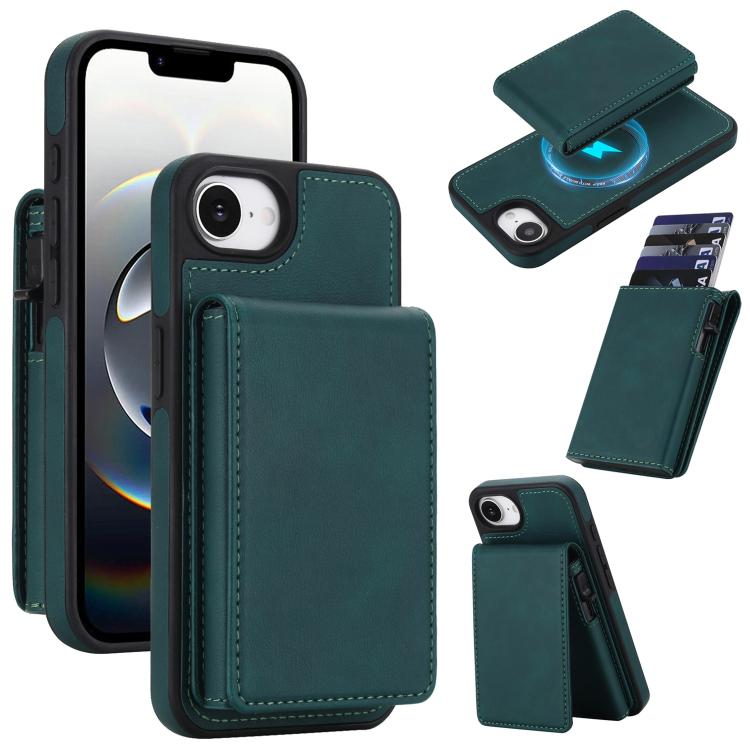 Portafoglio staccabile in similpelle stile retrò con chiusura a molla e custodia magnetica RFID per telefono., For iPhone 17e / 16e, For iPhone 17 Pro Max, For iPhone 17 Pro, For iPhone 15 Plus