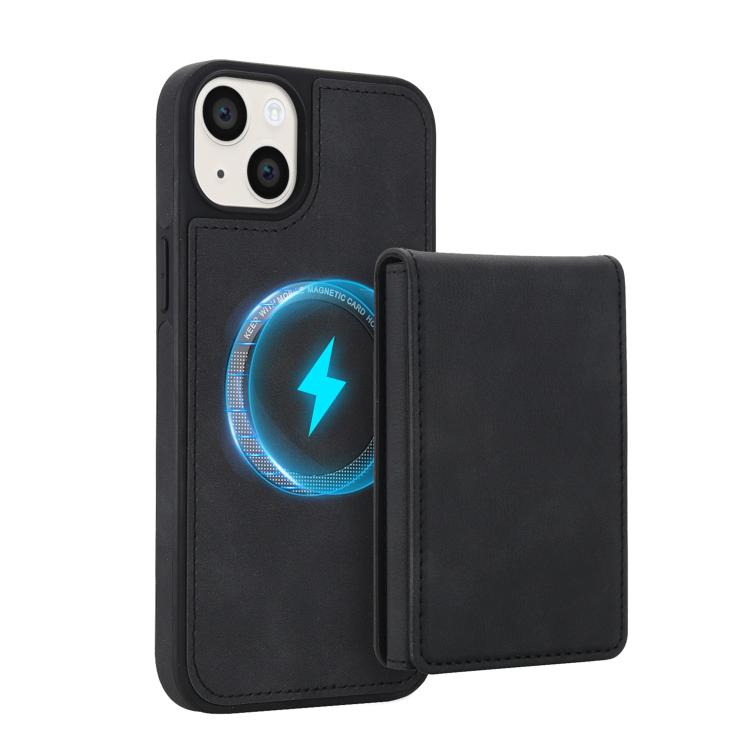 Portafoglio staccabile in similpelle stile retrò con chiusura a molla e custodia magnetica RFID per telefono., For iPhone 15, For iPhone 14 Plus, For iPhone 14 / 13, For iPhone 12 / 12 Pro