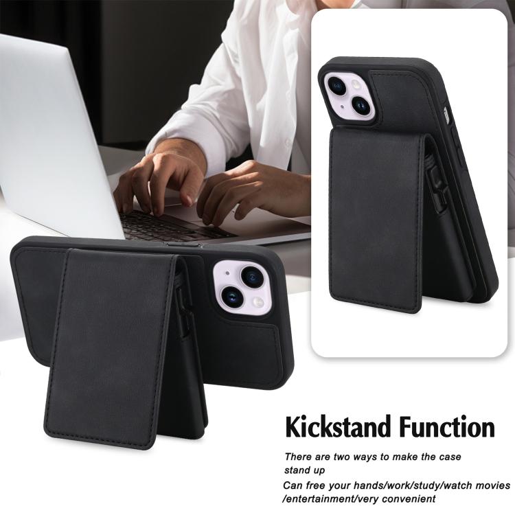 Portafoglio staccabile in similpelle stile retrò con chiusura a molla e custodia magnetica RFID per telefono., For iPhone 15, For iPhone 14 Plus, For iPhone 14 / 13, For iPhone 12 / 12 Pro