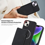 Portafoglio staccabile in similpelle stile retrò con chiusura a molla e custodia magnetica RFID per telefono., For iPhone 15, For iPhone 14 Plus, For iPhone 14 / 13, For iPhone 12 / 12 Pro