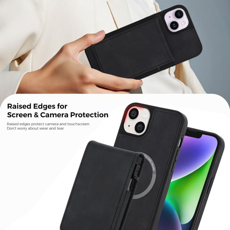 Portafoglio staccabile in similpelle stile retrò con chiusura a molla e custodia magnetica RFID per telefono., For iPhone 15, For iPhone 14 Plus, For iPhone 14 / 13, For iPhone 12 / 12 Pro