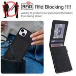 Portafoglio staccabile in similpelle stile retrò con chiusura a molla e custodia magnetica RFID per telefono., For iPhone 15, For iPhone 14 Plus, For iPhone 14 / 13, For iPhone 12 / 12 Pro