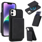 Portafoglio staccabile in similpelle stile retrò con chiusura a molla e custodia magnetica RFID per telefono., For iPhone 15, For iPhone 14 Plus, For iPhone 14 / 13, For iPhone 12 / 12 Pro