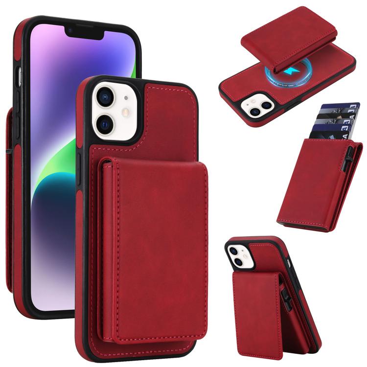 Portafoglio staccabile in similpelle stile retrò con chiusura a molla e custodia magnetica RFID per telefono., For iPhone 15, For iPhone 14 Plus, For iPhone 14 / 13, For iPhone 12 / 12 Pro