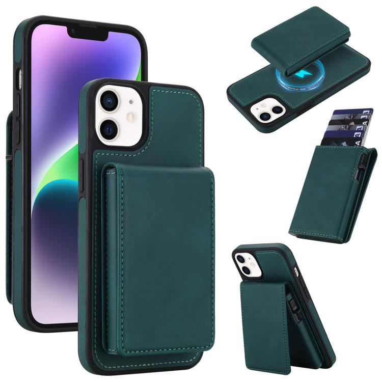 Portafoglio staccabile in similpelle stile retrò con chiusura a molla e custodia magnetica RFID per telefono., For iPhone 15, For iPhone 14 Plus, For iPhone 14 / 13, For iPhone 12 / 12 Pro
