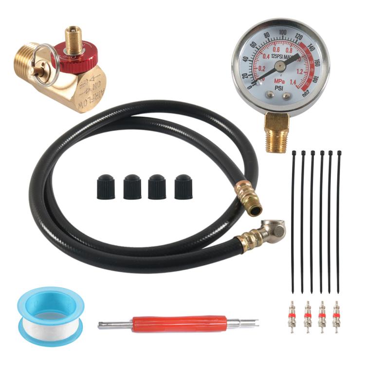Kit riparazione serbatoio aria compressa con manometro 19 pezzi