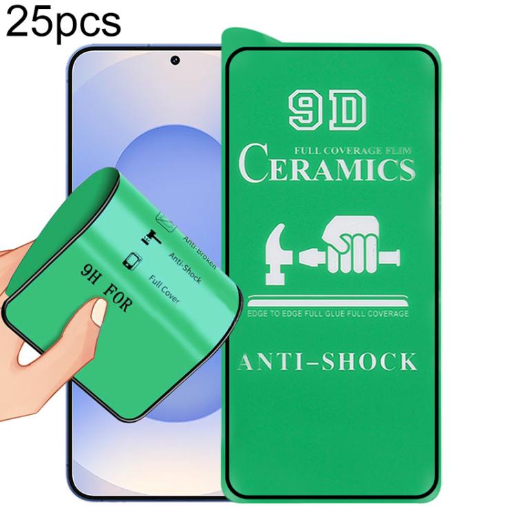 25 pezzi Pellicola ceramica 9D a schermo intero con adesivo completo, For Samsung Galaxy S26+ 5G, For Samsung Galaxy S26 Edge 5G, For Samsung Galaxy S26 Ultra 5G, For Samsung Galaxy S26 5G, For Samsung Galaxy S25 Edge 5G, For Samsung Galaxy S25 5G     ...