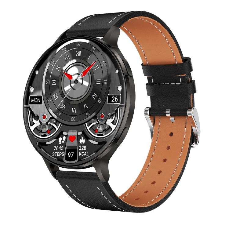 QS07 Smartwatch con schermo AMOLED rotondo da 1,75 pollici, supporto per il monitoraggio della salute, Black Silicone Strap, Silver Silicone Strap, Gold Silicone Strap, Black Leather Strap, Silver Leather Strap, Gold Leather Strap, Black Bamboo Strap  ...