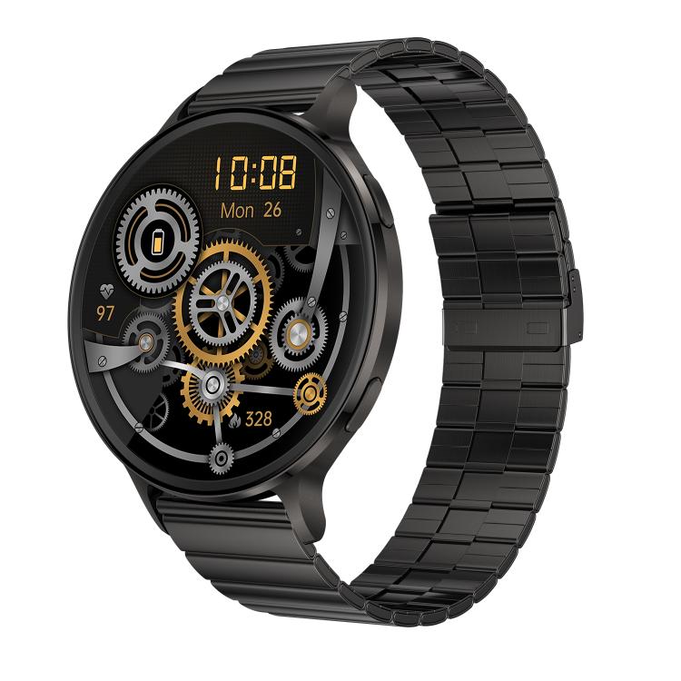 QS07 Smartwatch con schermo AMOLED rotondo da 1,75 pollici, supporto per il monitoraggio della salute, Black Silicone Strap, Silver Silicone Strap, Gold Silicone Strap, Black Leather Strap, Silver Leather Strap, Gold Leather Strap, Black Bamboo Strap  ...