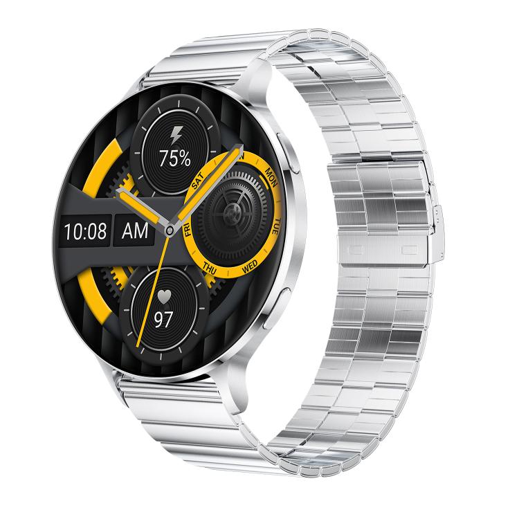 QS07 Smartwatch con schermo AMOLED rotondo da 1,75 pollici, supporto per il monitoraggio della salute, Black Silicone Strap, Silver Silicone Strap, Gold Silicone Strap, Black Leather Strap, Silver Leather Strap, Gold Leather Strap, Black Bamboo Strap  ...