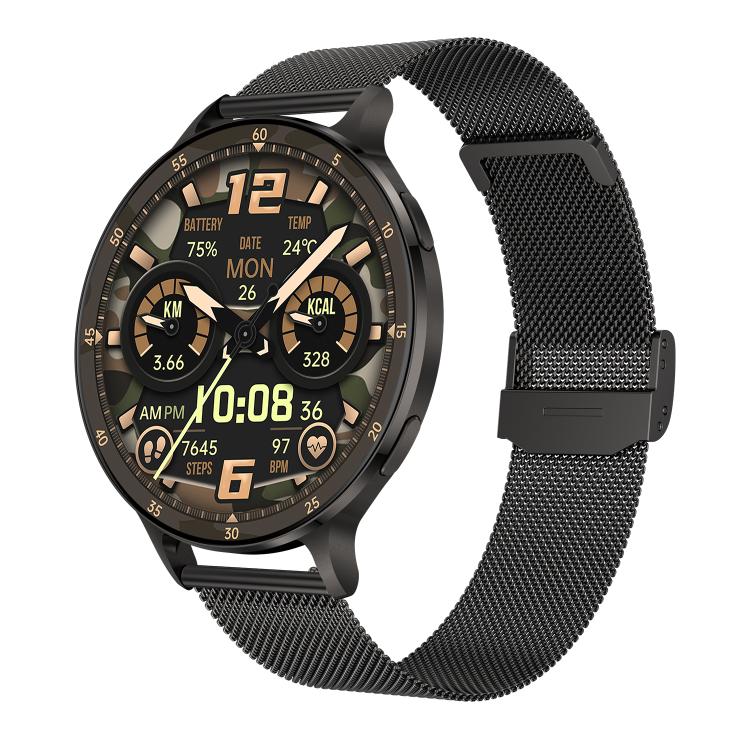 QS07 Smartwatch con schermo AMOLED rotondo da 1,75 pollici, supporto per il monitoraggio della salute, Black Silicone Strap, Silver Silicone Strap, Gold Silicone Strap, Black Leather Strap, Silver Leather Strap, Gold Leather Strap, Black Bamboo Strap  ...