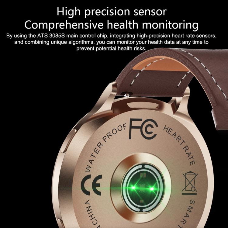 QS07 Smartwatch con schermo AMOLED rotondo da 1,75 pollici, supporto per il monitoraggio della salute, Black Silicone Strap, Silver Silicone Strap, Gold Silicone Strap, Black Leather Strap, Silver Leather Strap, Gold Leather Strap, Black Bamboo Strap  ...