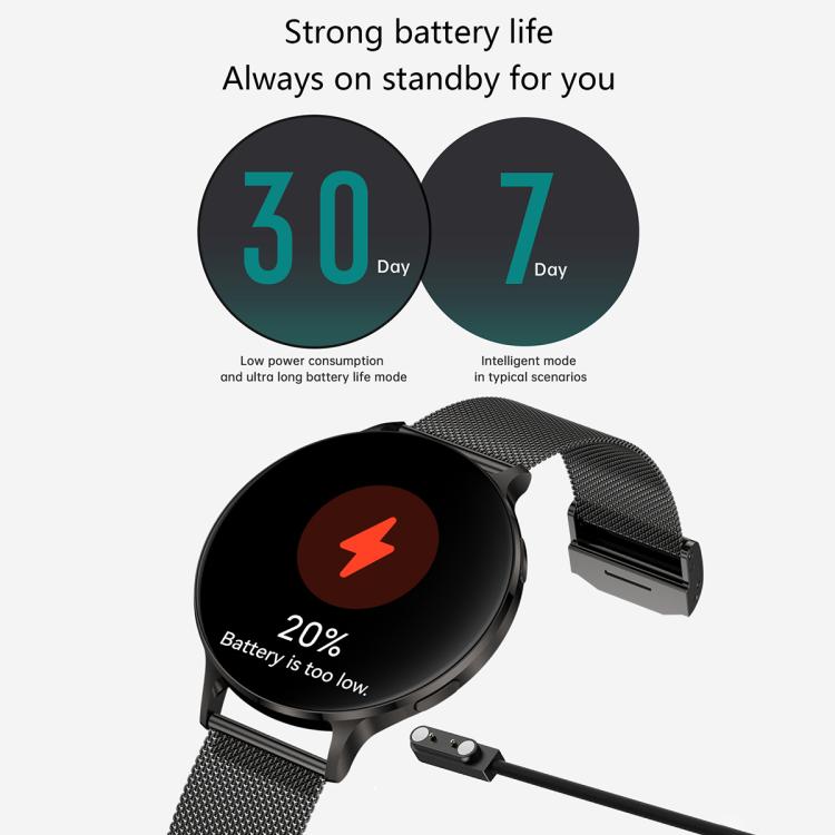 QS07 Smartwatch con schermo AMOLED rotondo da 1,75 pollici, supporto per il monitoraggio della salute, Black Silicone Strap, Silver Silicone Strap, Gold Silicone Strap, Black Leather Strap, Silver Leather Strap, Gold Leather Strap, Black Bamboo Strap  ...
