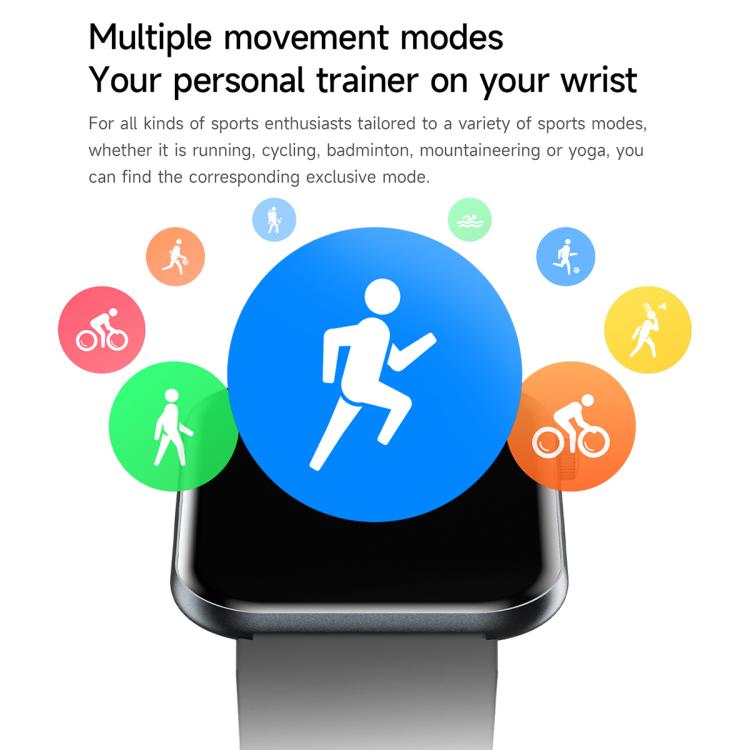 Smartwatch QS09 ultrasottile con schermo AMOLED da 1,85 pollici, supporto per il monitoraggio della salute e diverse modalità sportive.