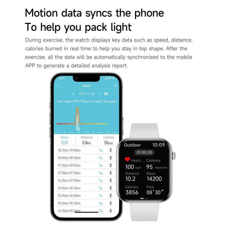 Smartwatch QS09 ultrasottile con schermo AMOLED da 1,85 pollici, supporto per il monitoraggio della salute e diverse modalità sportive.