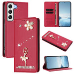 Custodia per telefono in ecopelle con protezione RFID e strass, a tema ballerina, con motivo a ballerina., For Samsung Galaxy S22 Ultra 5G, For Samsung Galaxy S22+ 5G, For Samsung Galaxy S22 5G