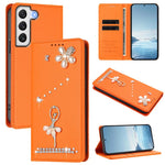 Custodia per telefono in ecopelle con protezione RFID e strass, a tema ballerina, con motivo a ballerina., For Samsung Galaxy S22 Ultra 5G, For Samsung Galaxy S22+ 5G, For Samsung Galaxy S22 5G