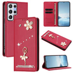 Custodia per telefono in ecopelle con protezione RFID e strass, a tema ballerina, con motivo a ballerina., For Samsung Galaxy S22 Ultra 5G, For Samsung Galaxy S22+ 5G, For Samsung Galaxy S22 5G
