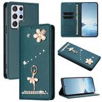 Custodia per telefono in ecopelle con protezione RFID e strass, a tema ballerina, con motivo a ballerina., For Samsung Galaxy S22 Ultra 5G, For Samsung Galaxy S22+ 5G, For Samsung Galaxy S22 5G