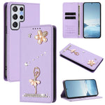 Custodia per telefono in ecopelle con protezione RFID e strass, a tema ballerina, con motivo a ballerina., For Samsung Galaxy S22 Ultra 5G, For Samsung Galaxy S22+ 5G, For Samsung Galaxy S22 5G