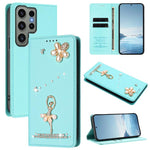 Custodia per telefono in ecopelle con protezione RFID e strass, a tema ballerina, con motivo a ballerina., For Samsung Galaxy S23 Ultra 5G, For Samsung Galaxy S23+ 5G, For Samsung Galaxy S23 5G