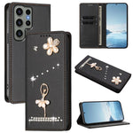 Custodia per telefono in ecopelle con protezione RFID e strass, a tema ballerina, con motivo a ballerina., For Samsung Galaxy S23 Ultra 5G, For Samsung Galaxy S23+ 5G, For Samsung Galaxy S23 5G
