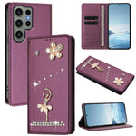 Custodia per telefono in ecopelle con protezione RFID e strass, a tema ballerina, con motivo a ballerina., For Samsung Galaxy S23 Ultra 5G, For Samsung Galaxy S23+ 5G, For Samsung Galaxy S23 5G