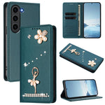 Custodia per telefono in ecopelle con protezione RFID e strass, a tema ballerina, con motivo a ballerina., For Samsung Galaxy S24 FE 5G, For Samsung Galaxy S24 Ultra 5G, For Samsung Galaxy S23 FE 5G