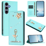 Custodia per telefono in ecopelle con protezione RFID e strass, a tema ballerina, con motivo a ballerina., For Samsung Galaxy S25 / S24 5G, For Samsung Galaxy S25+ / S24+ 5G, For Samsung Galaxy S25 Ultra 5G